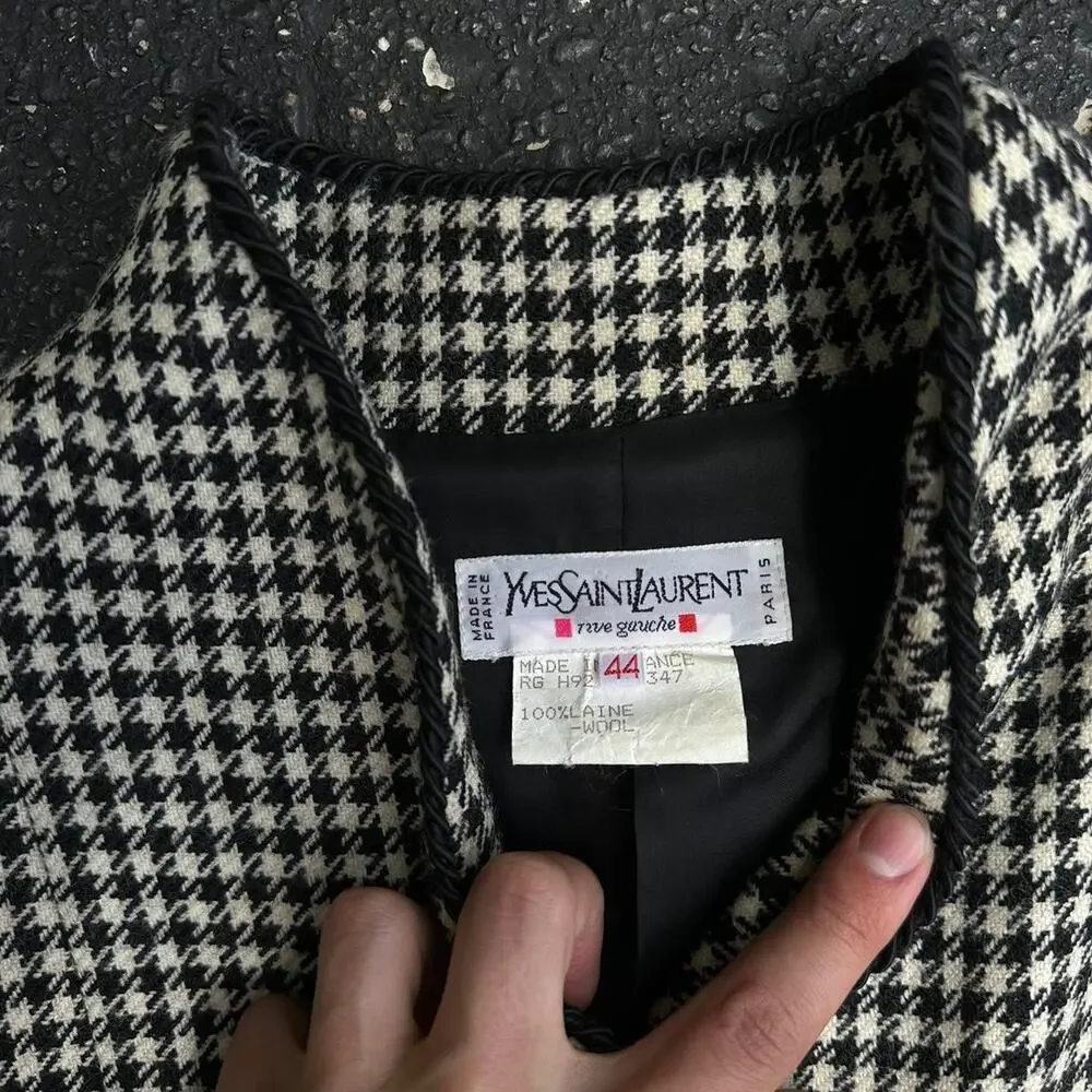 Yves Saint Laurent Black and White Houndstooth Blazer & Skirt Set - Picture 5 of 8